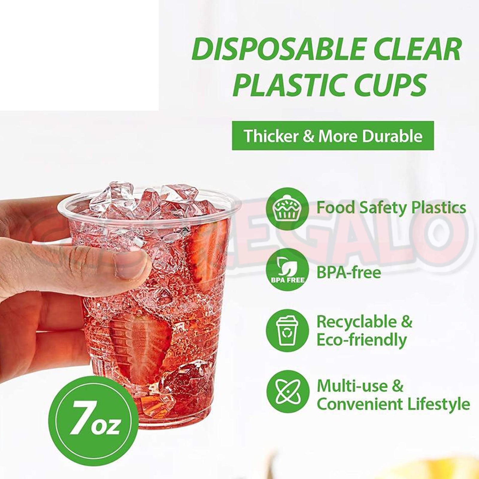 Clear reusable plastic drinking cups 200ml – product image