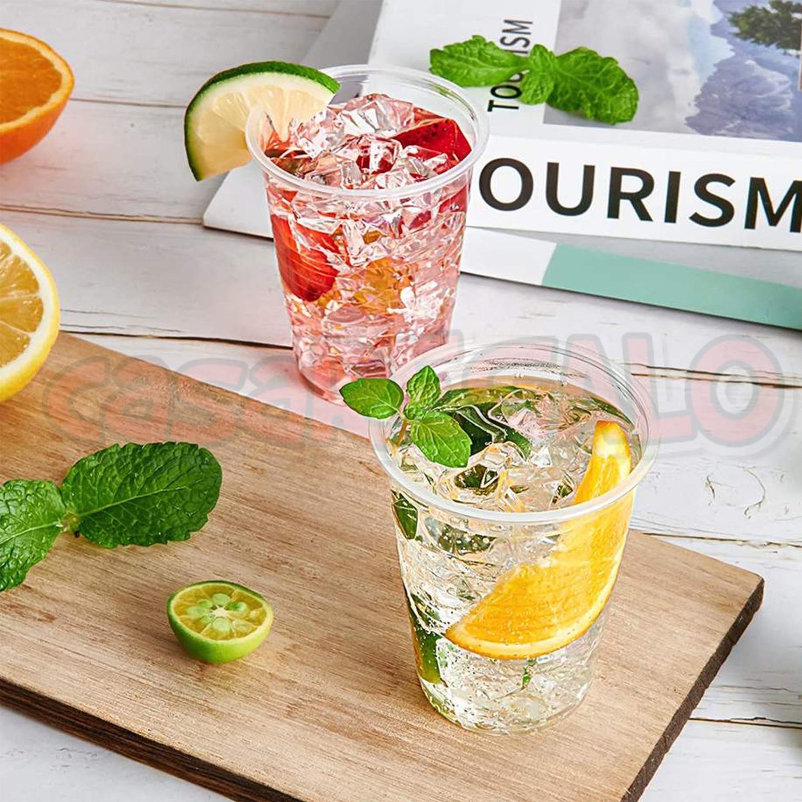 Clear reusable plastic drinking cups 200ml – product image