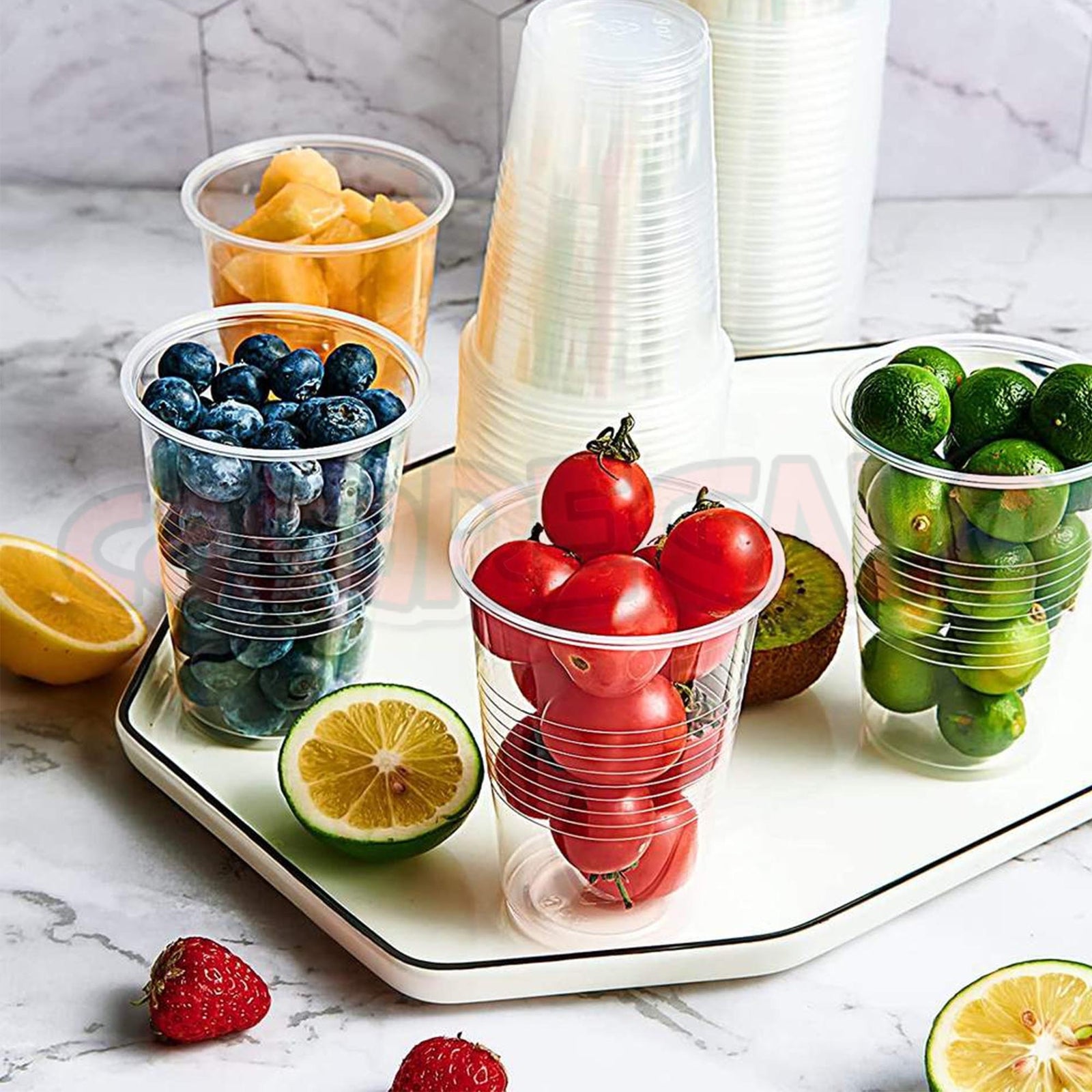 Clear reusable plastic drinking cups 350ml – product image