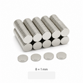 N35 neodymium cylinder magnet 8 x 1mm