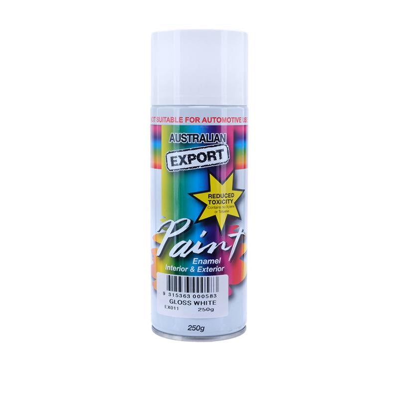 Australian Export Spray Paint 250g – Gloss White | Fast Dry Aerosol Paint for Metal, Wood & DIY