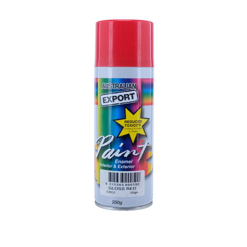 Australian Export Spray Paint 250g – Gloss Red | Fast Dry Aerosol Paint for Metal, Wood & DIY