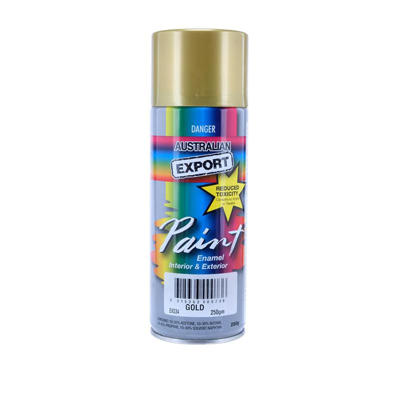 Australian Export Spray Paint 250g – Gold | Fast Dry Aerosol Paint for Metal, Wood & DIY