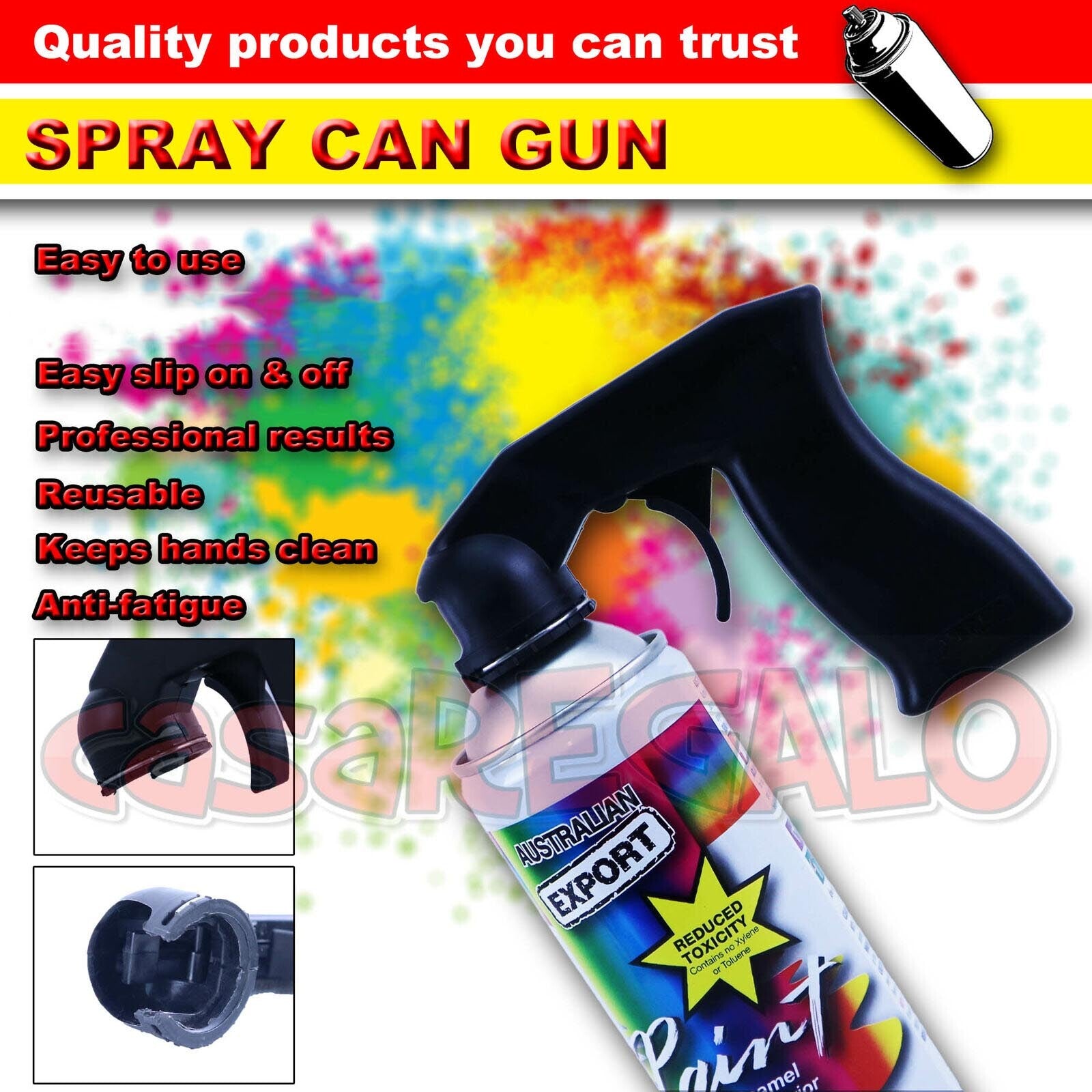 Spray can gun trigger handle for aerosol paint cans